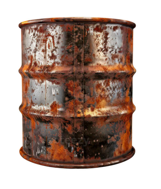 an old rusted barrel on a white background