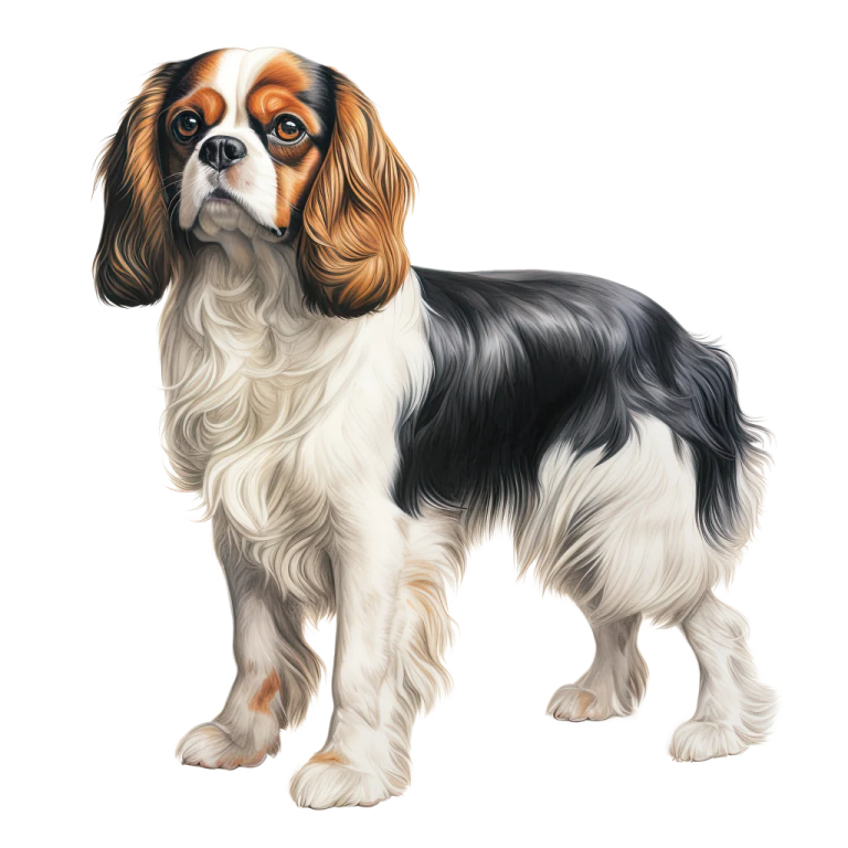 a drawing of a dog with long hair