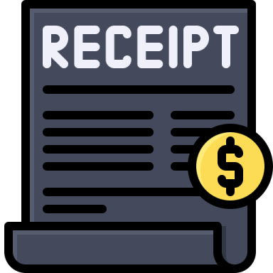 a receipt with a coin on it
