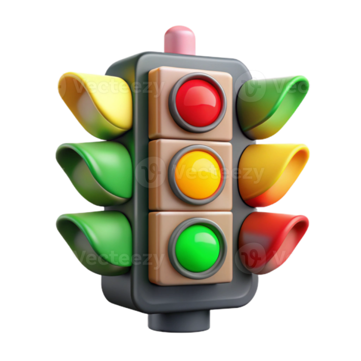 a traffic light with many different colored lights