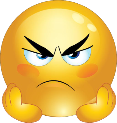 a yellow smiley face with an angry expression