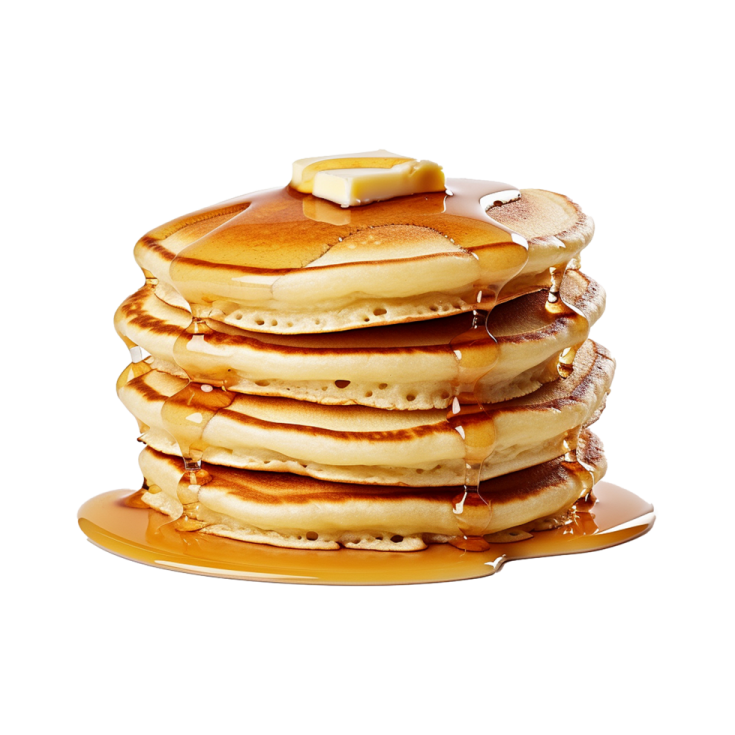 a stack of pancakes with syrup on top