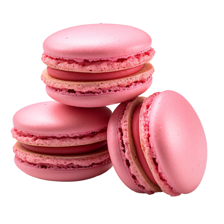 a stack of pink macarons