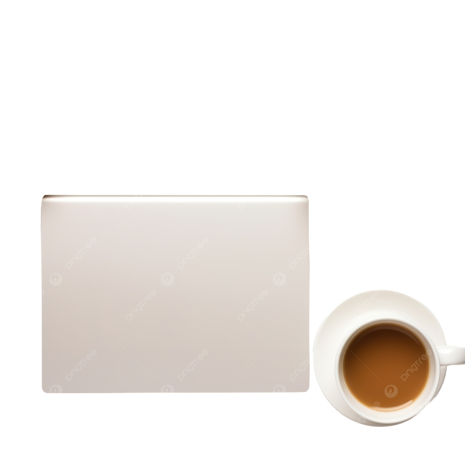 a cup of coffee next to a blank card