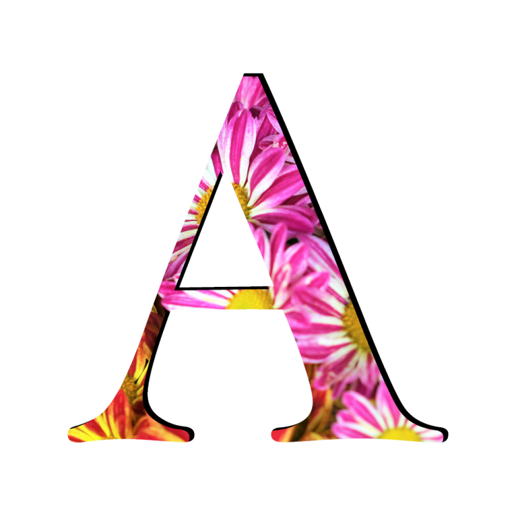 the letter a is made up of pink flowers