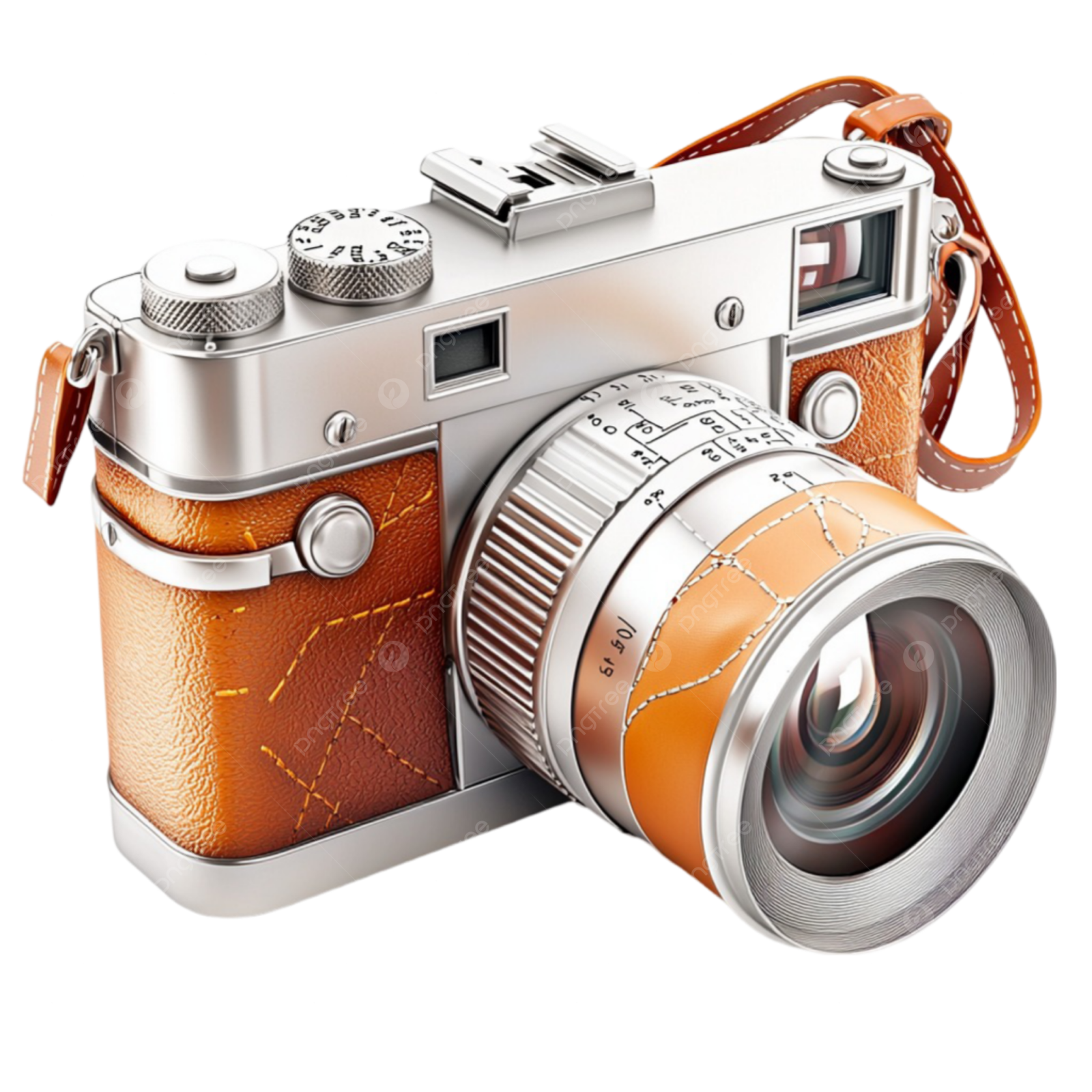 an old camera with a leather strap