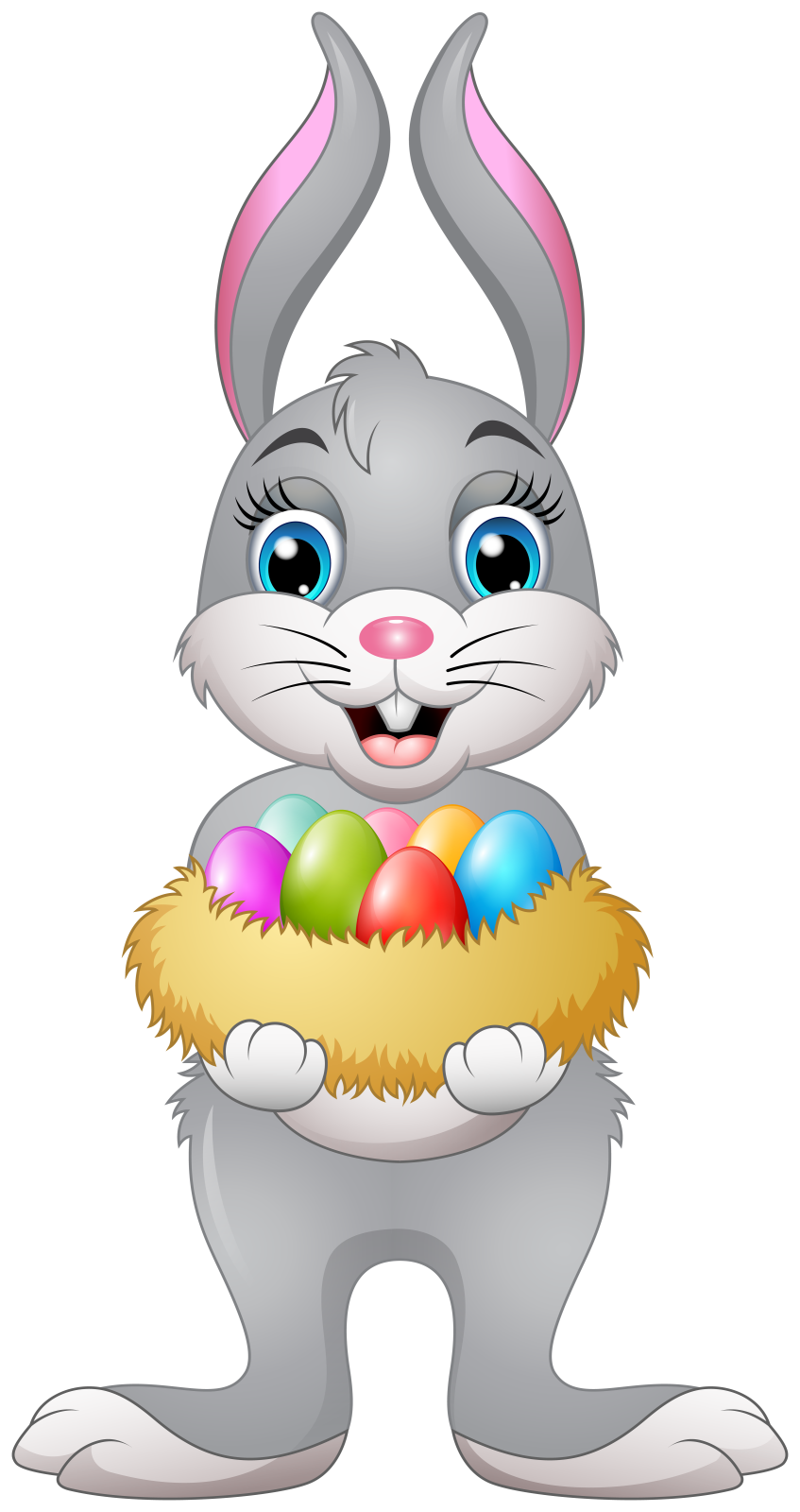 a cartoon easter bunny holding an egg