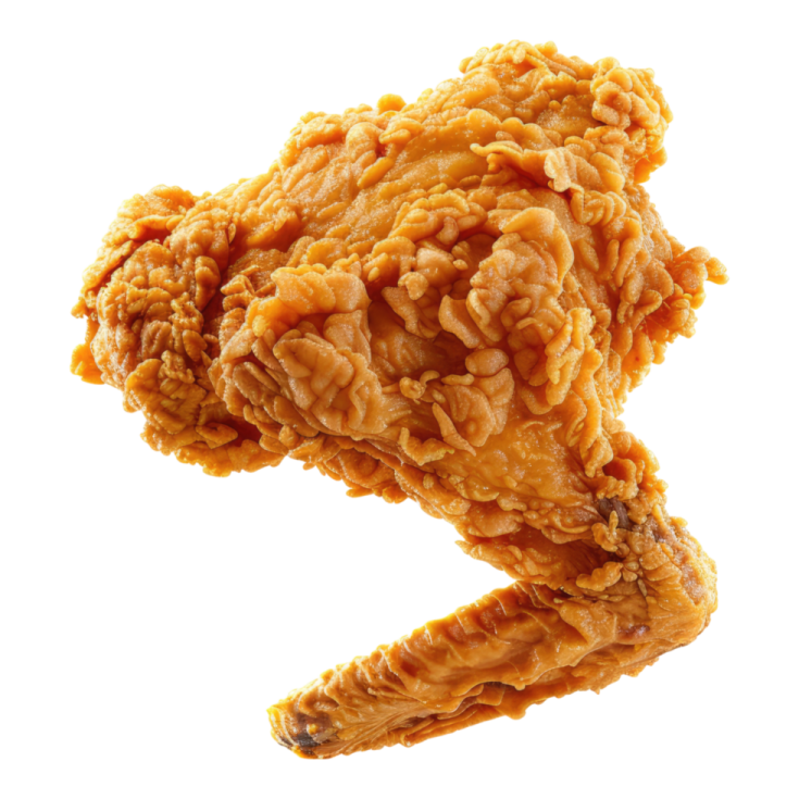 a fried chicken on a white background