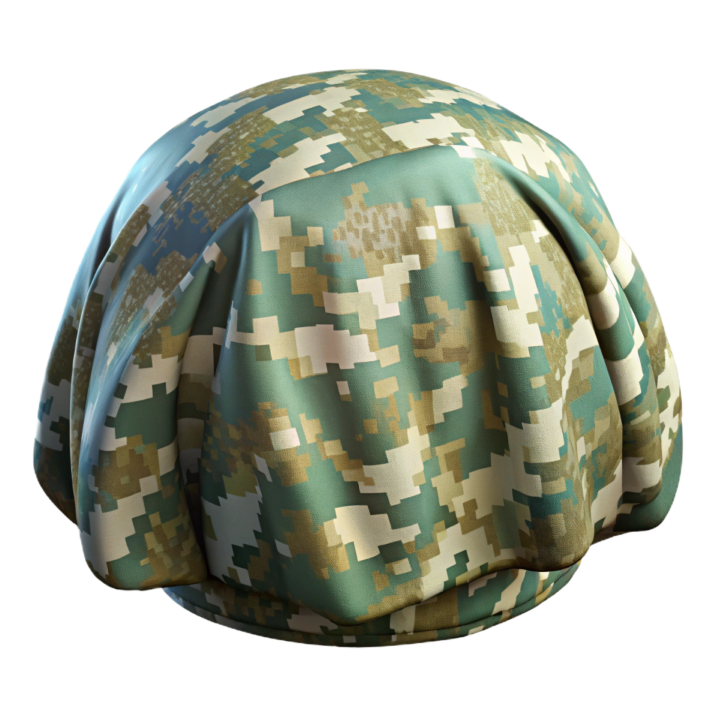 a camouflage hat with a green and beige pattern