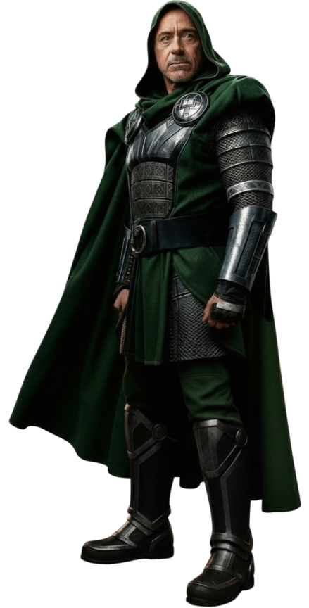 a man in a green cloak with his hands on his hips