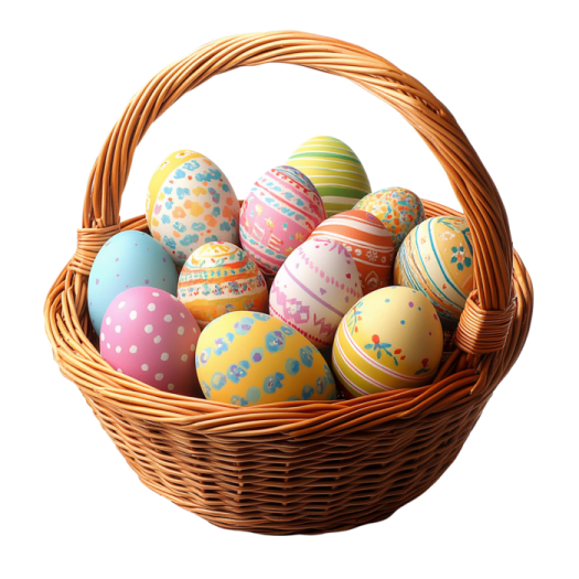 a basket filled with colorful easter eggs