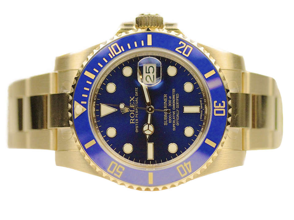 a watch with a blue dial on it