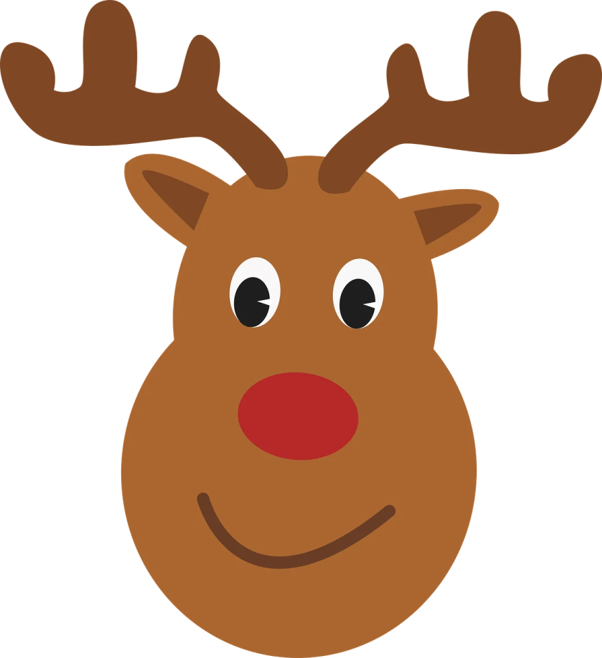 a reindeer head with a red nose