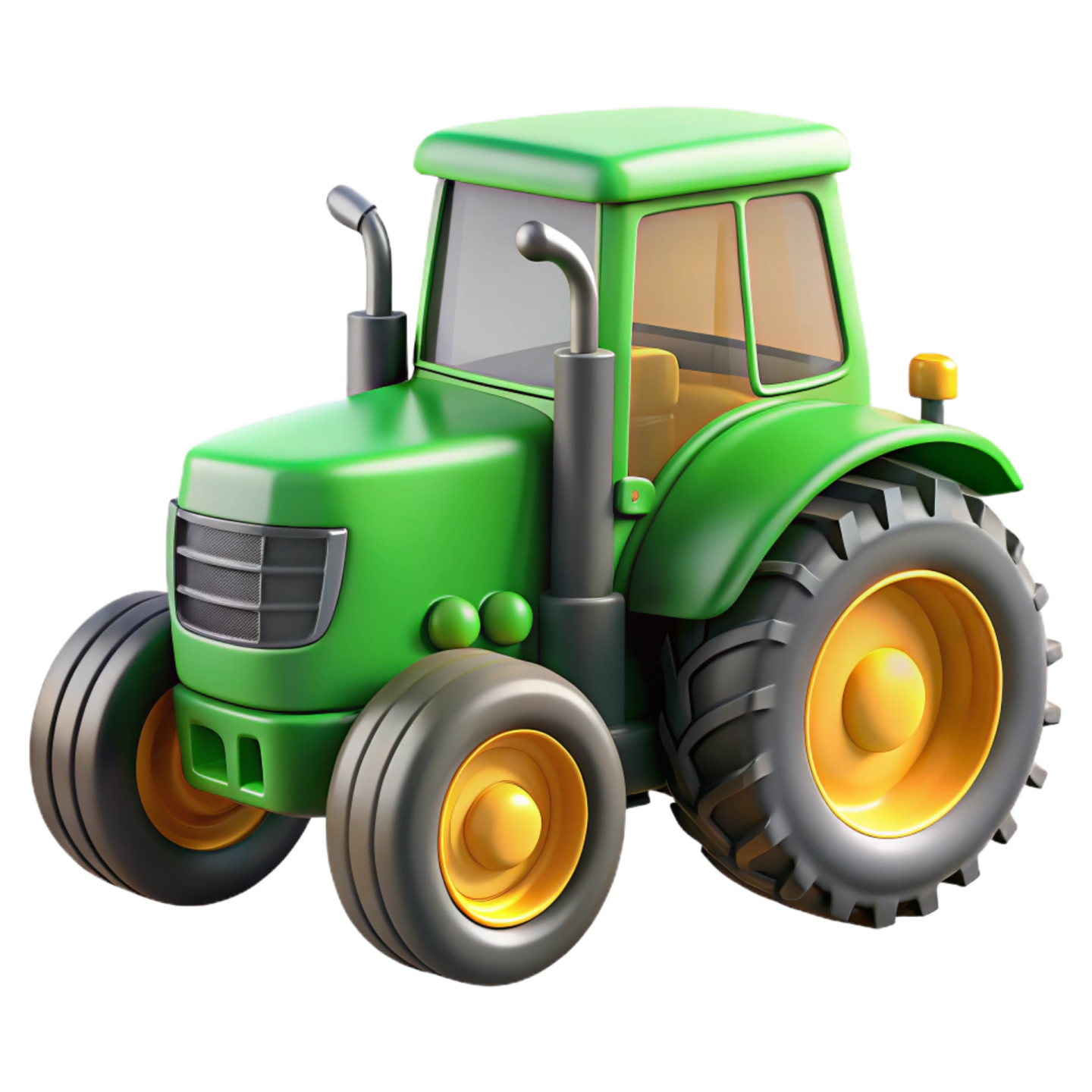 a green tractor on a white background