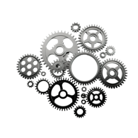 a pile of gears on a white background