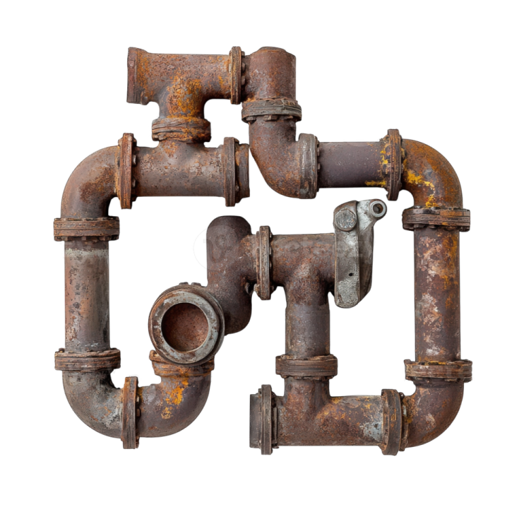 an old rusty pipe on a white background