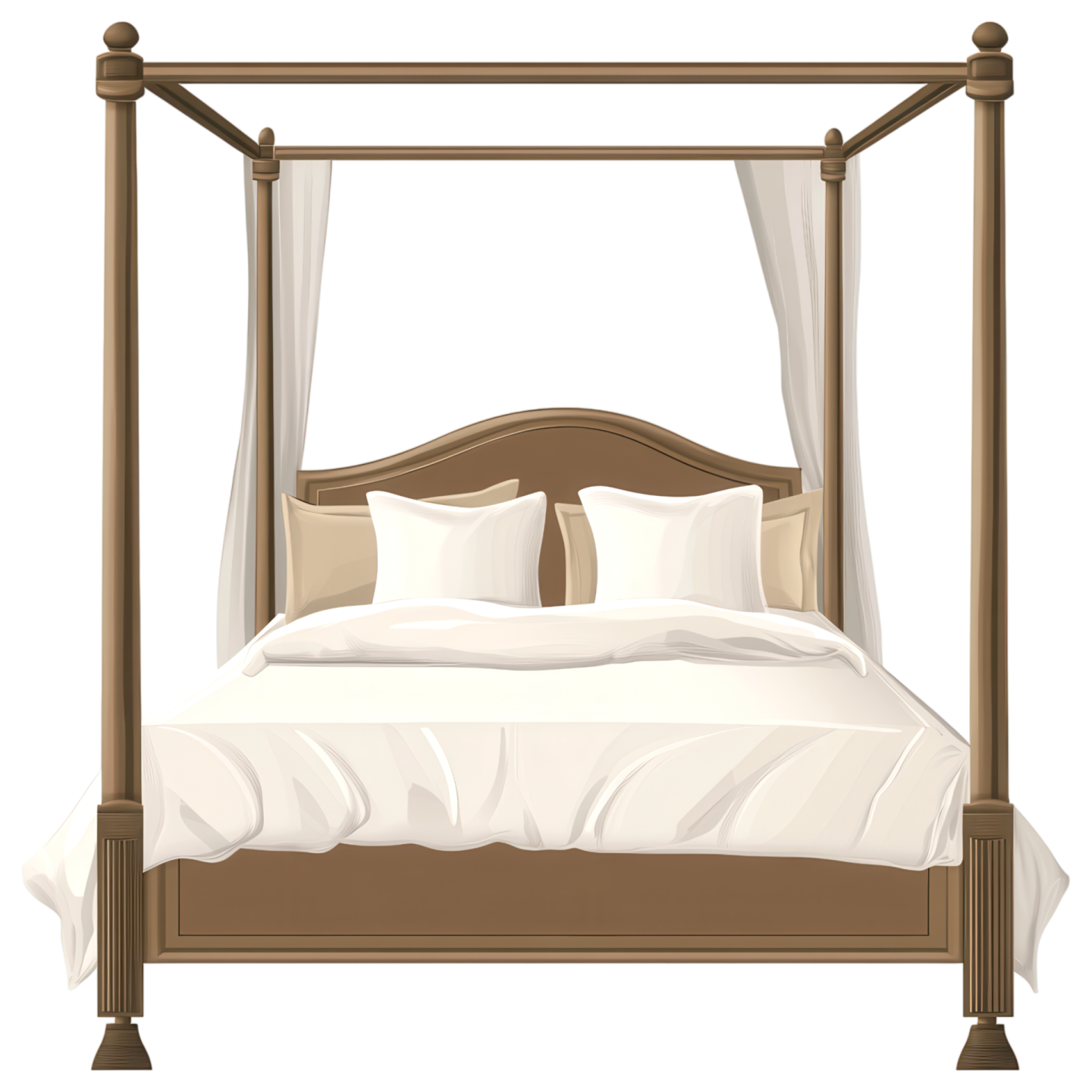 a bed with a canopy and pillows