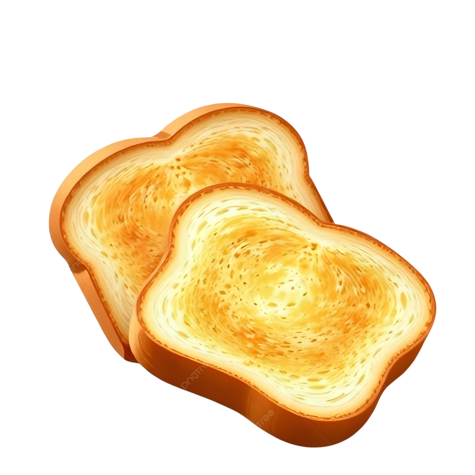 two slices of bread on a white background