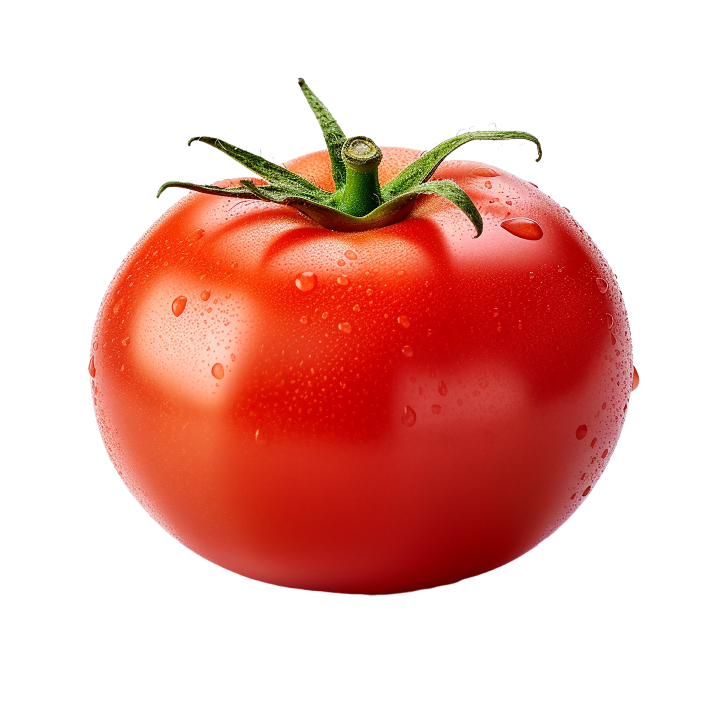 a red tomato with water droplets on it