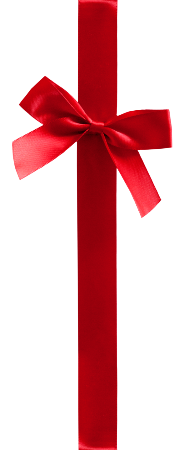 a red ribbon with a bow on it