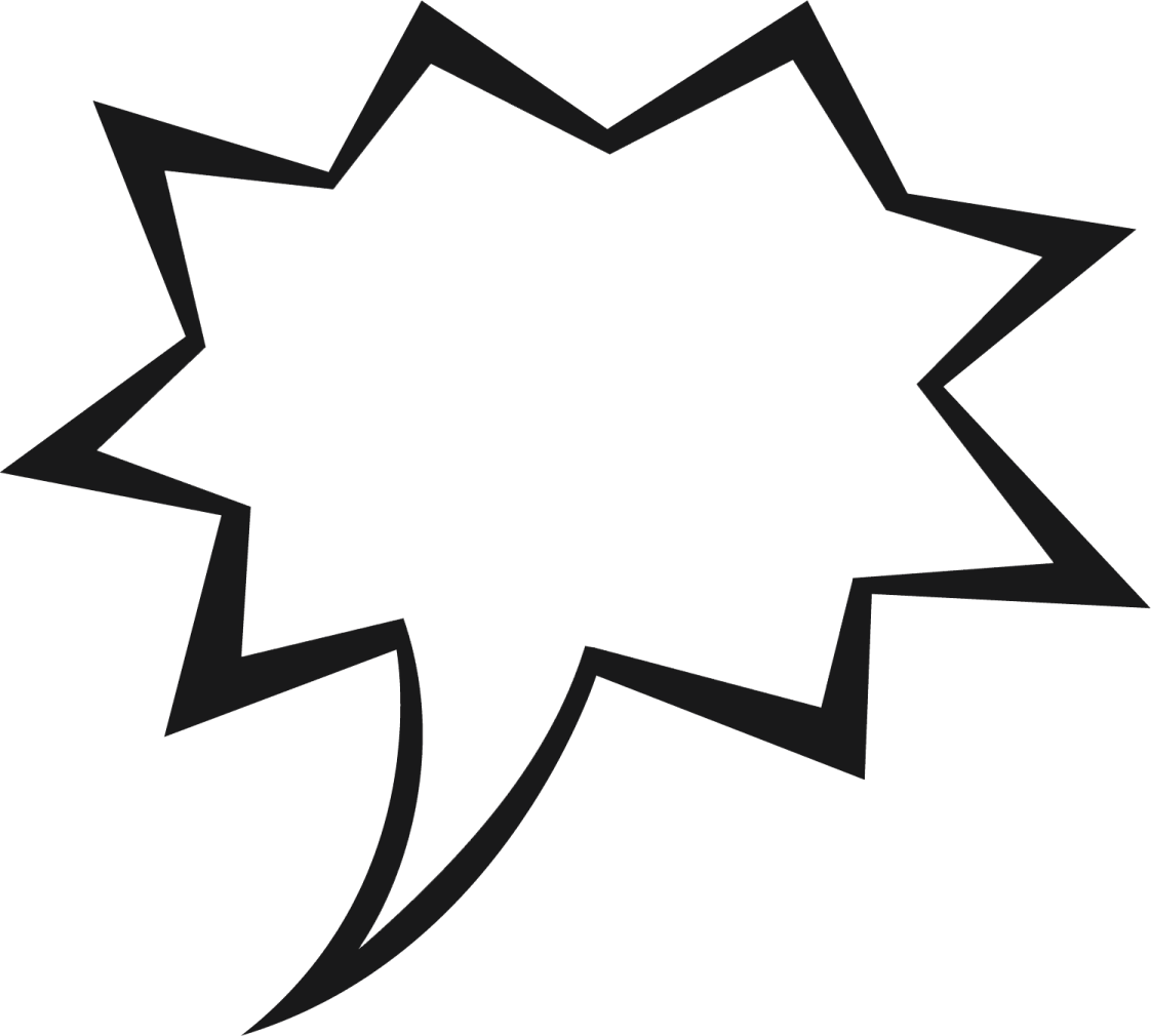 a black and white speech bubble