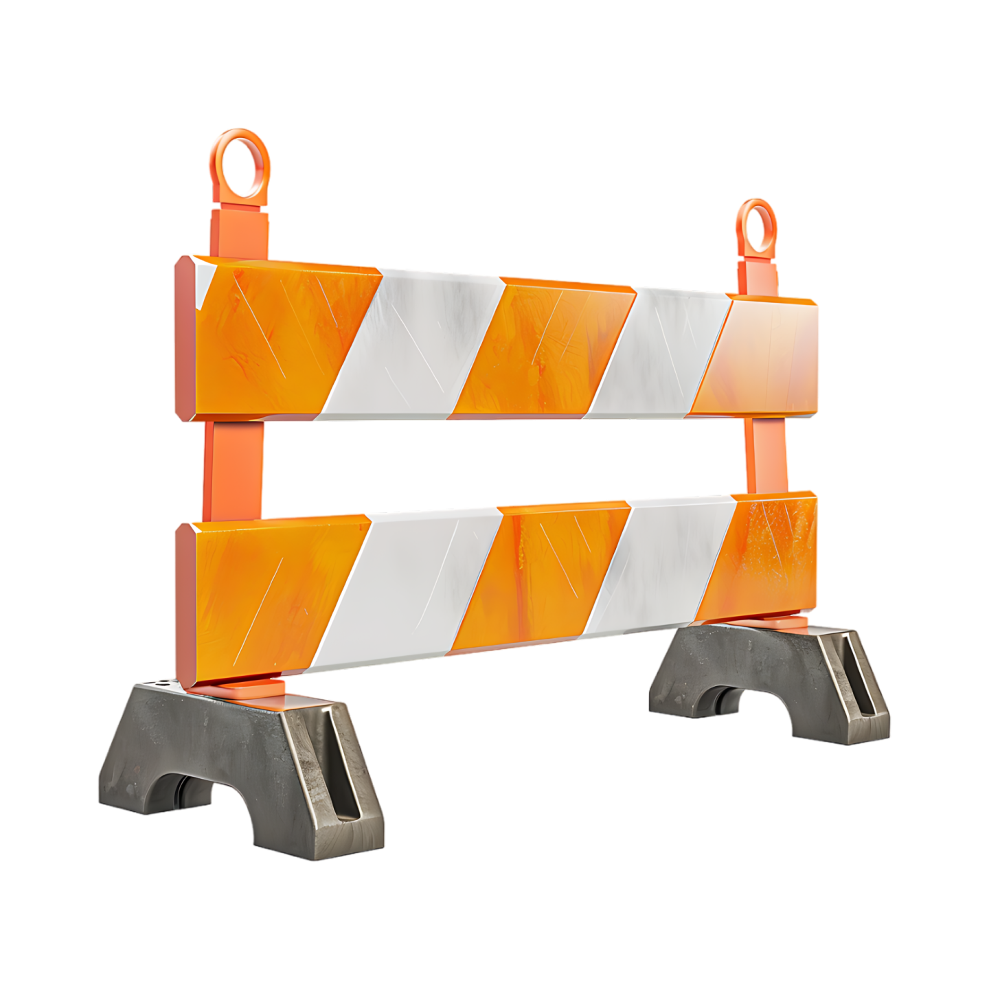 a pair of orange and white barrier barriers