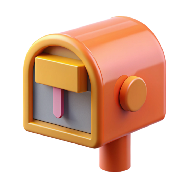 a close up of an orange and yellow mailbox