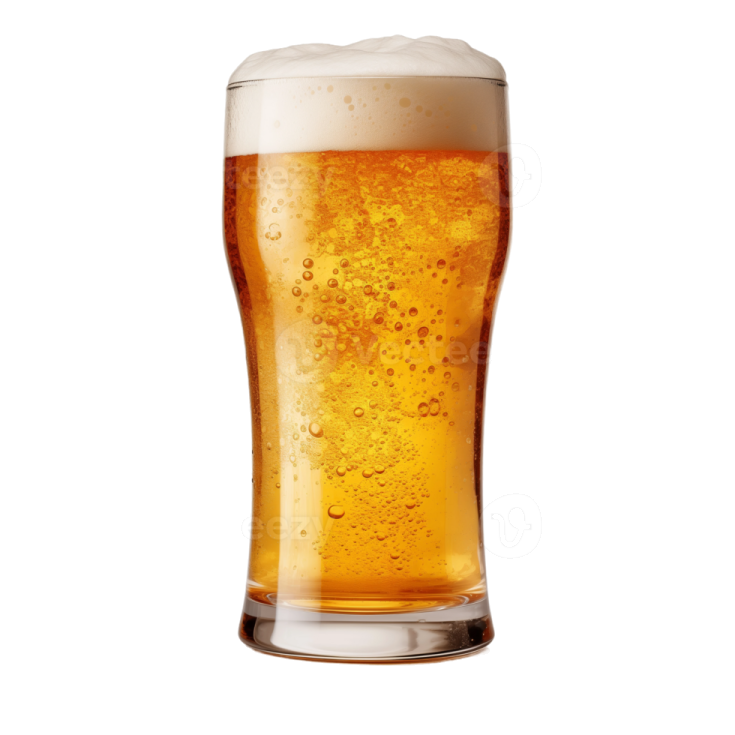 a glass of beer on a white background