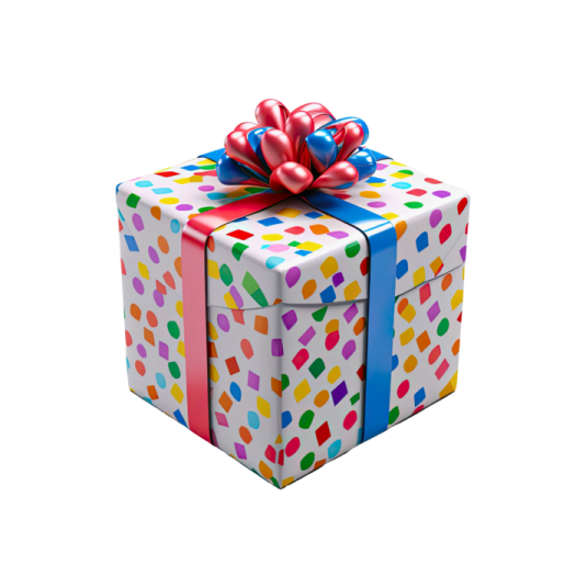a colorful gift box with a bow