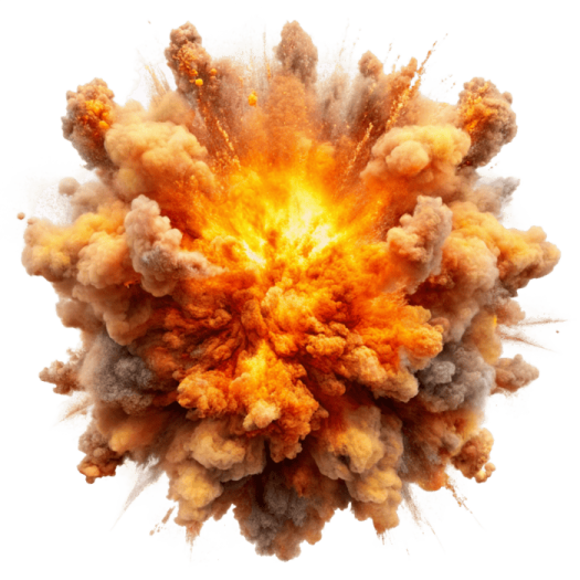 an explosion of orange and yellow smoke