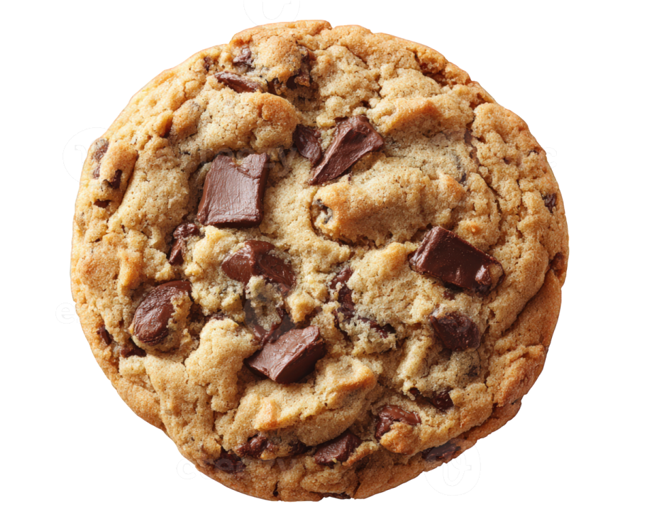 a chocolate chip cookie on a white background