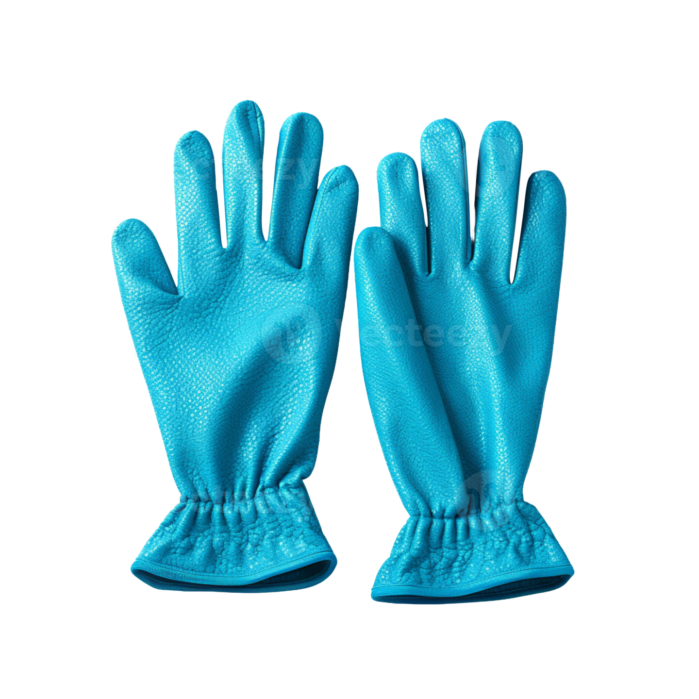 a pair of blue gloves on a white background
