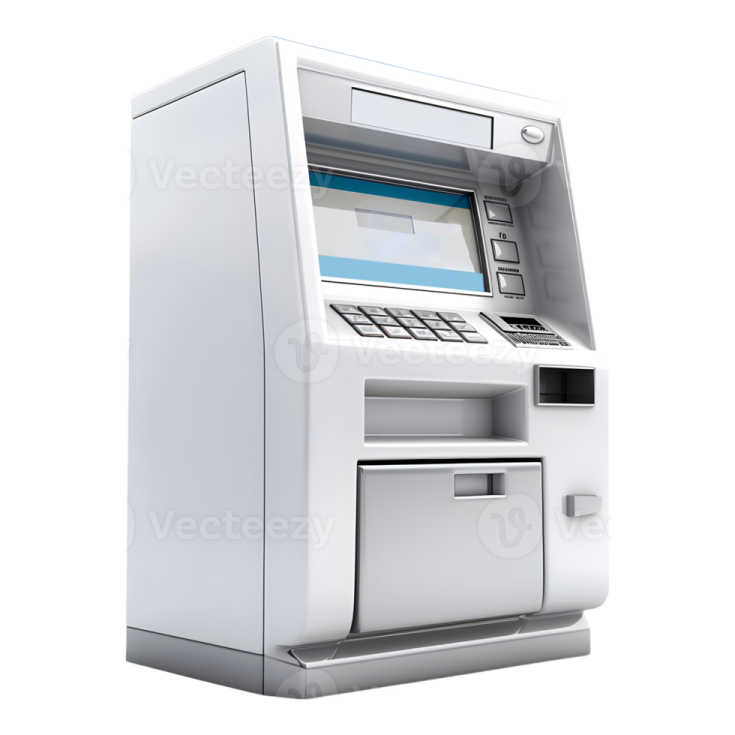 an atm machine on a white background