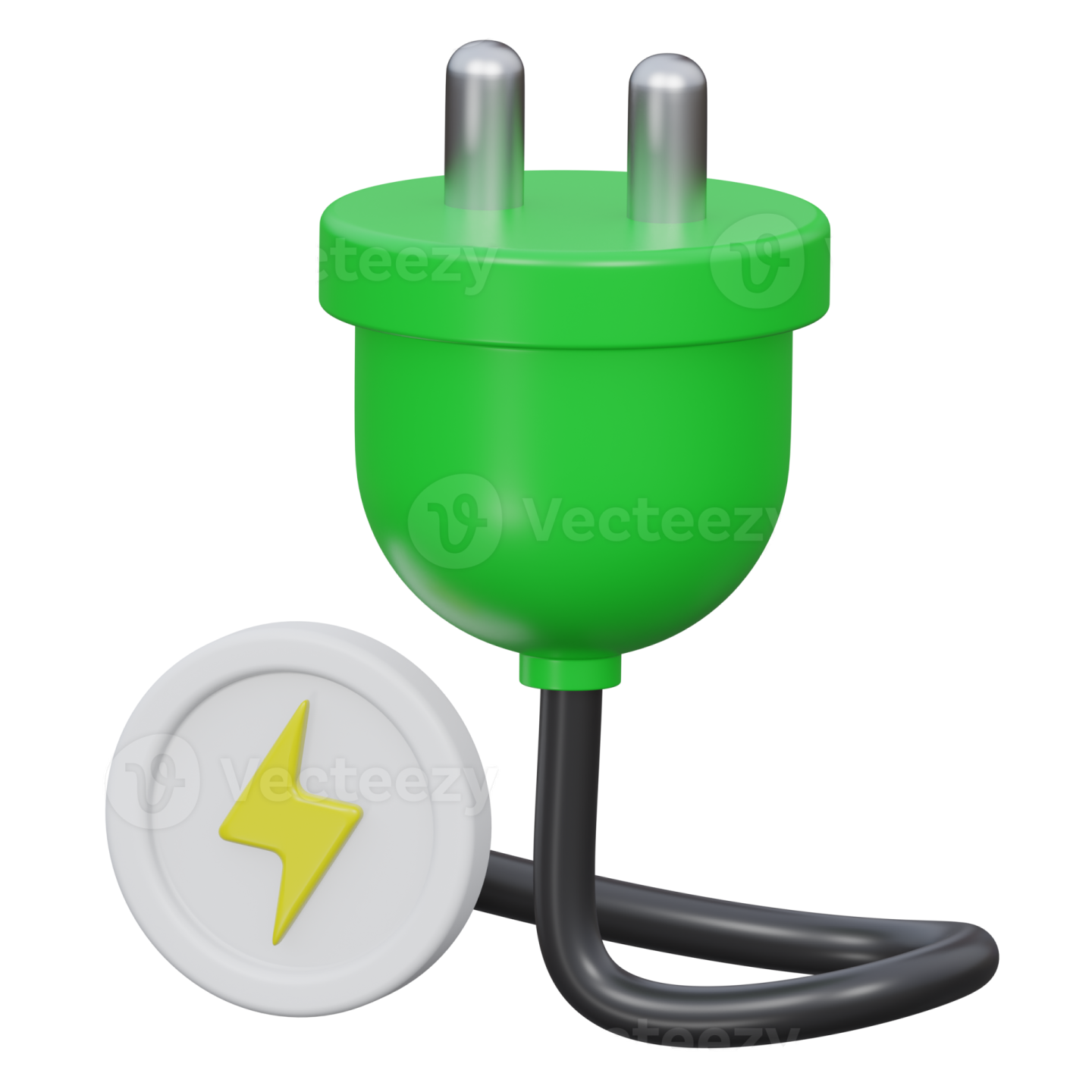 a green plug with a yellow lightning symbol on it