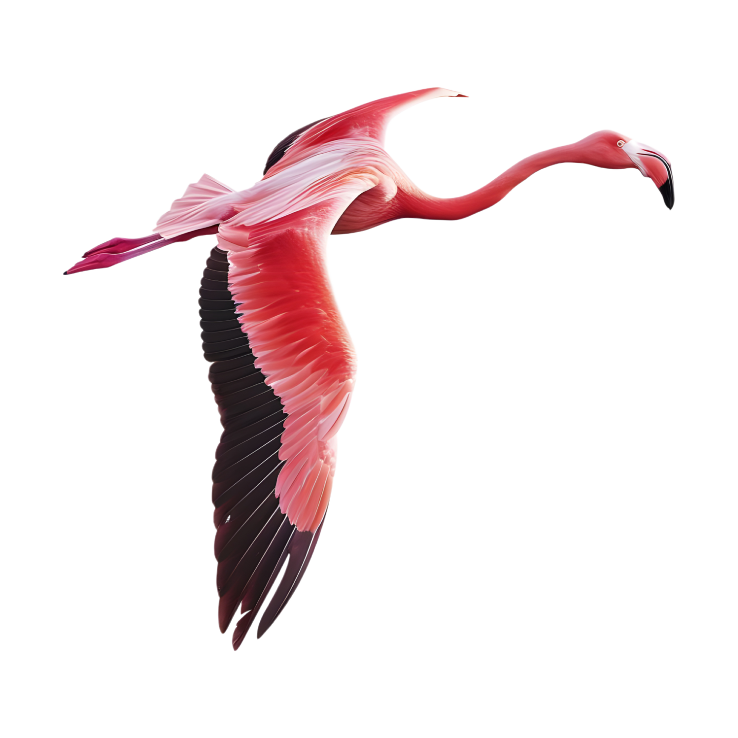 a pink flaming bird flying in the air