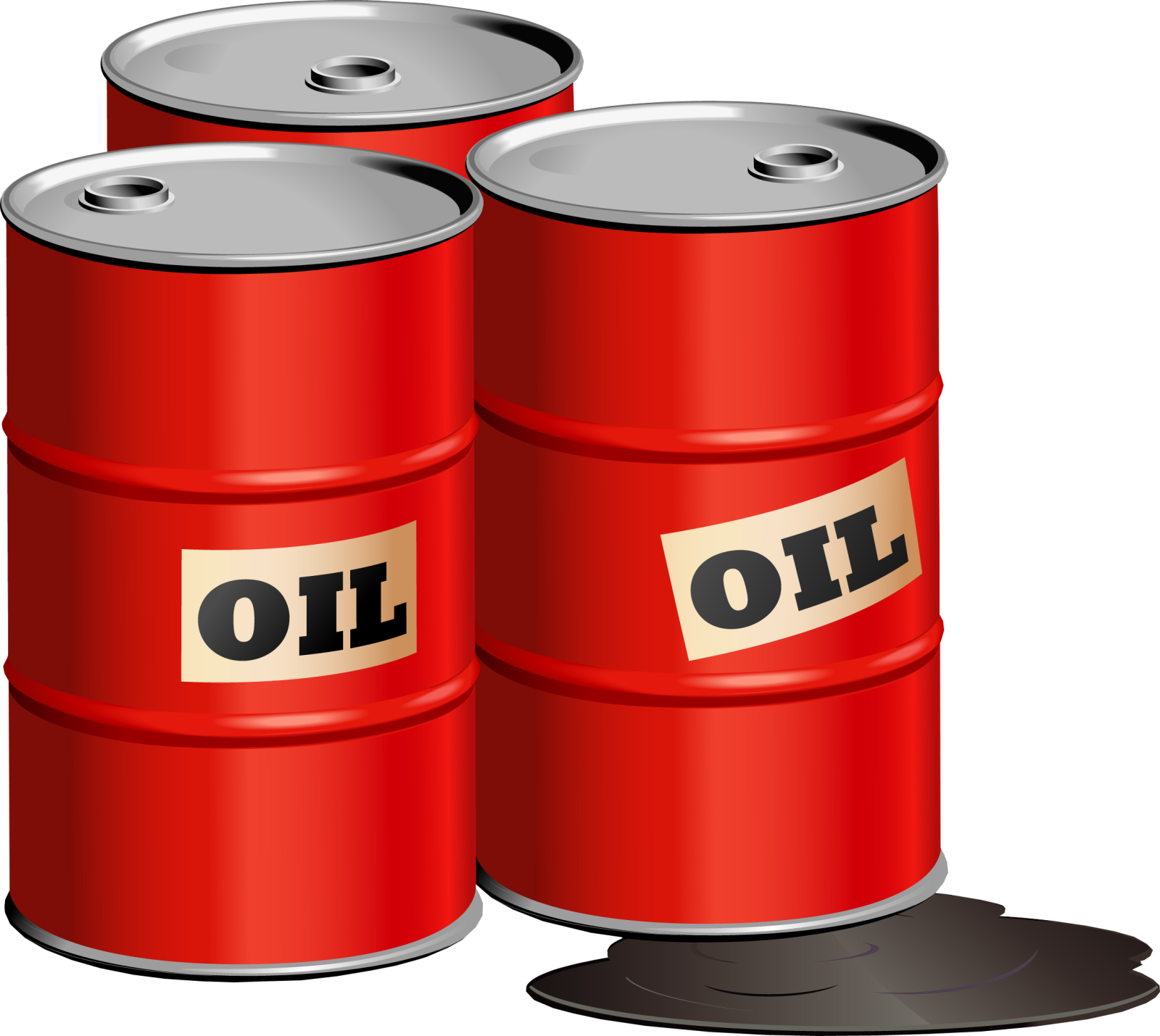 two red barrels with oil on them