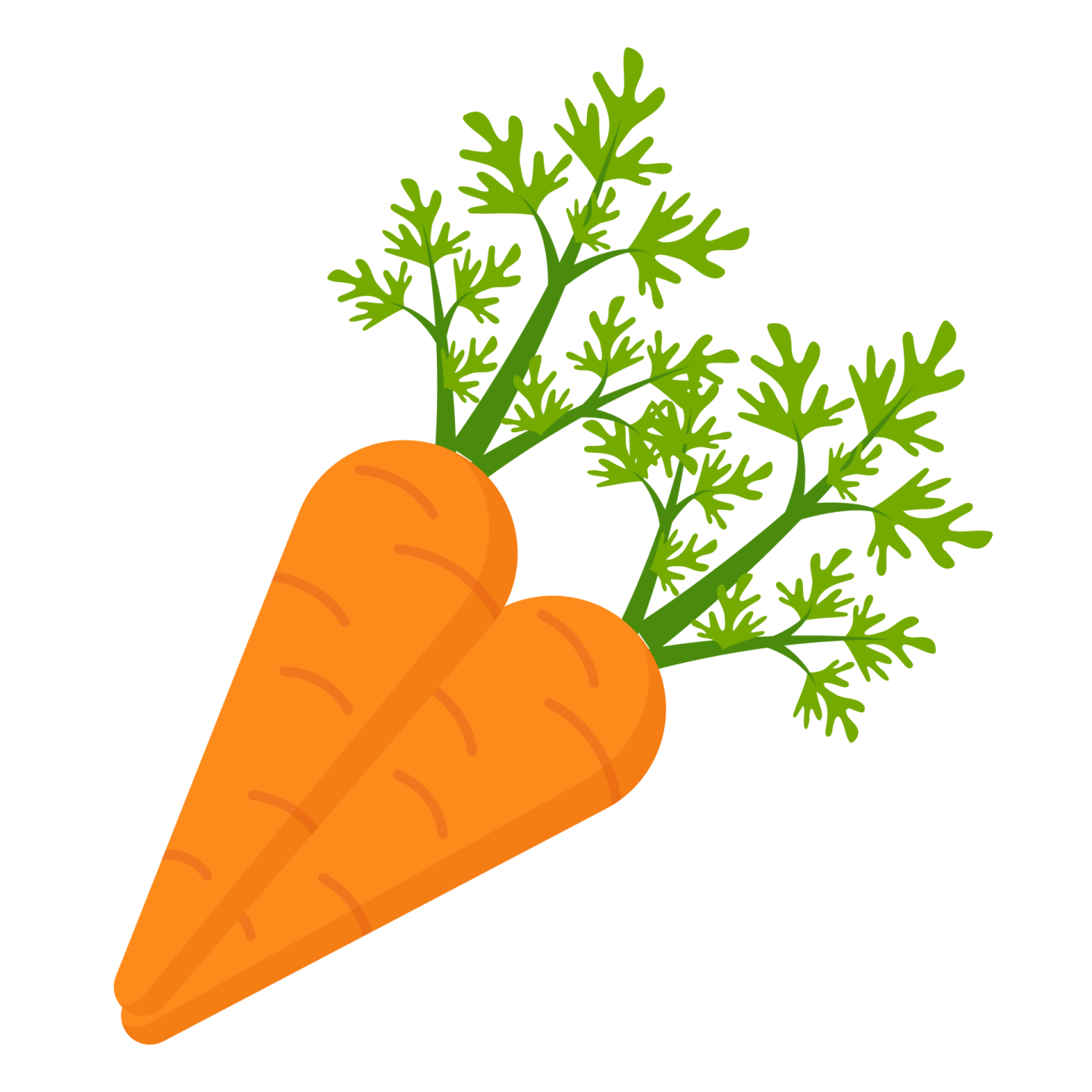 a carrot with green leaves on it