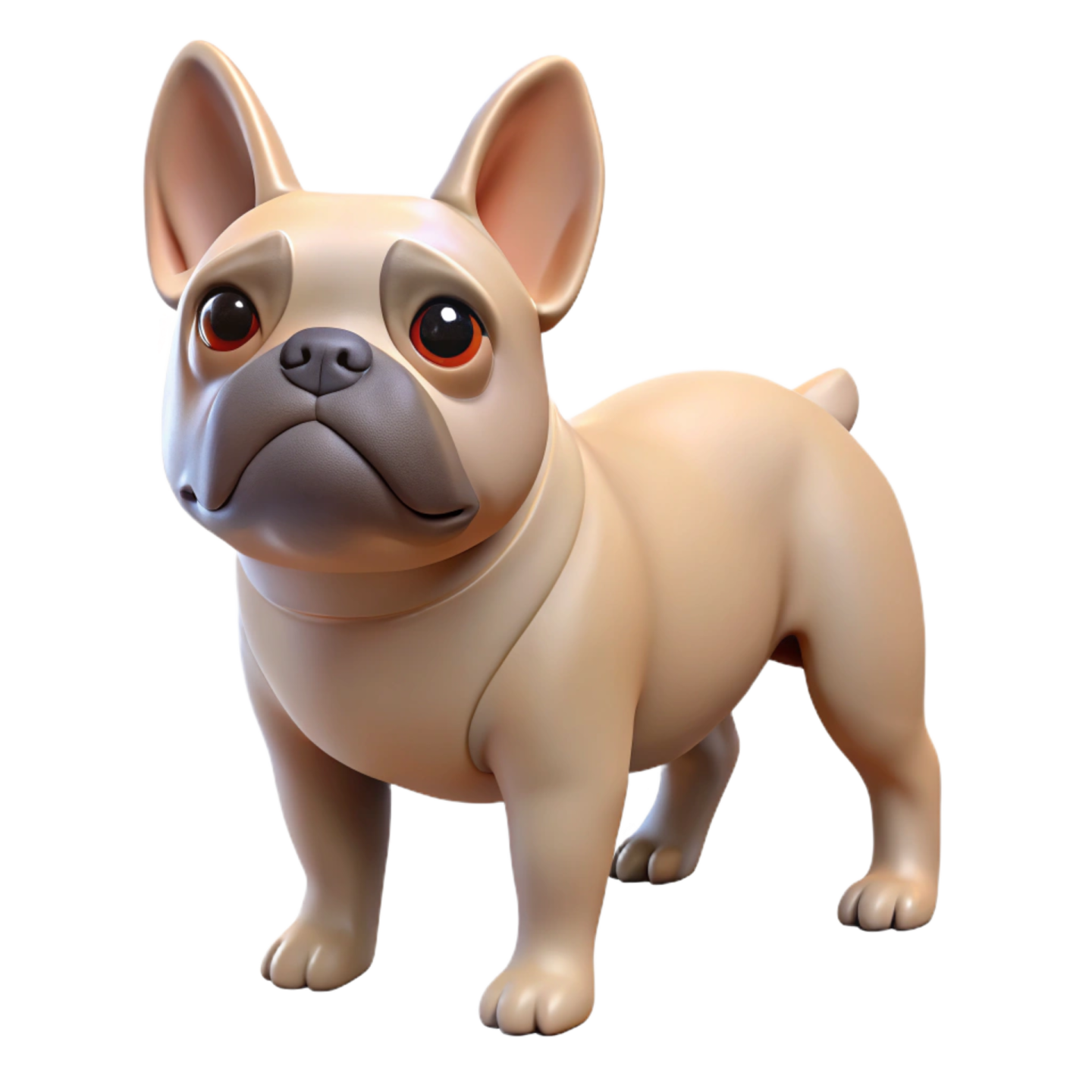 a small dog with red eyes and a white background