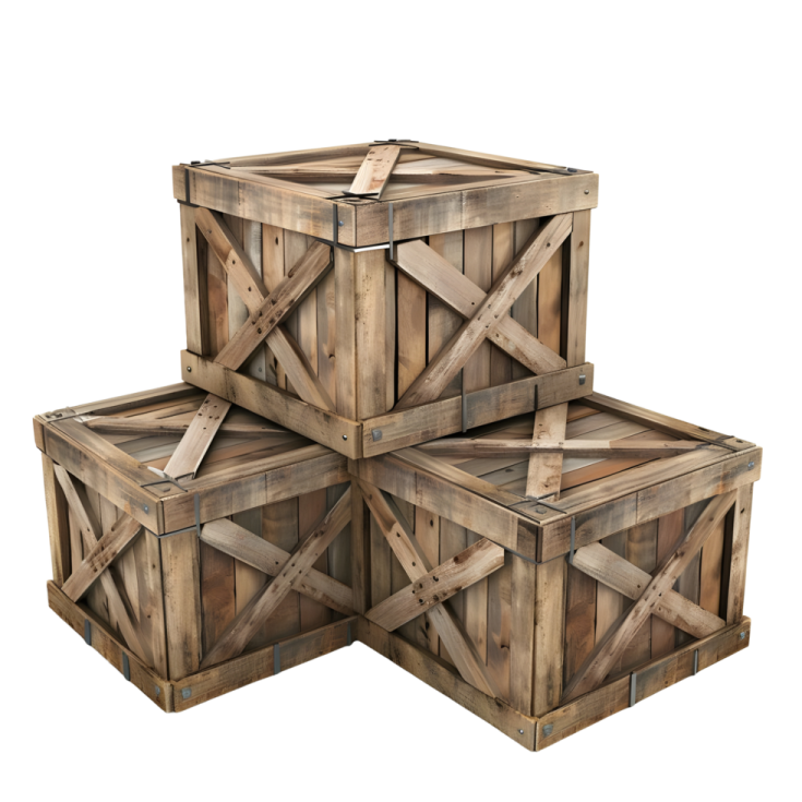 a set of four wooden crates