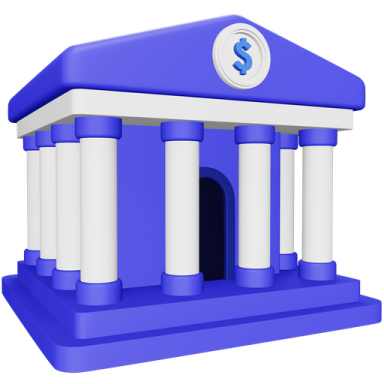 a blue and white building with two columns
