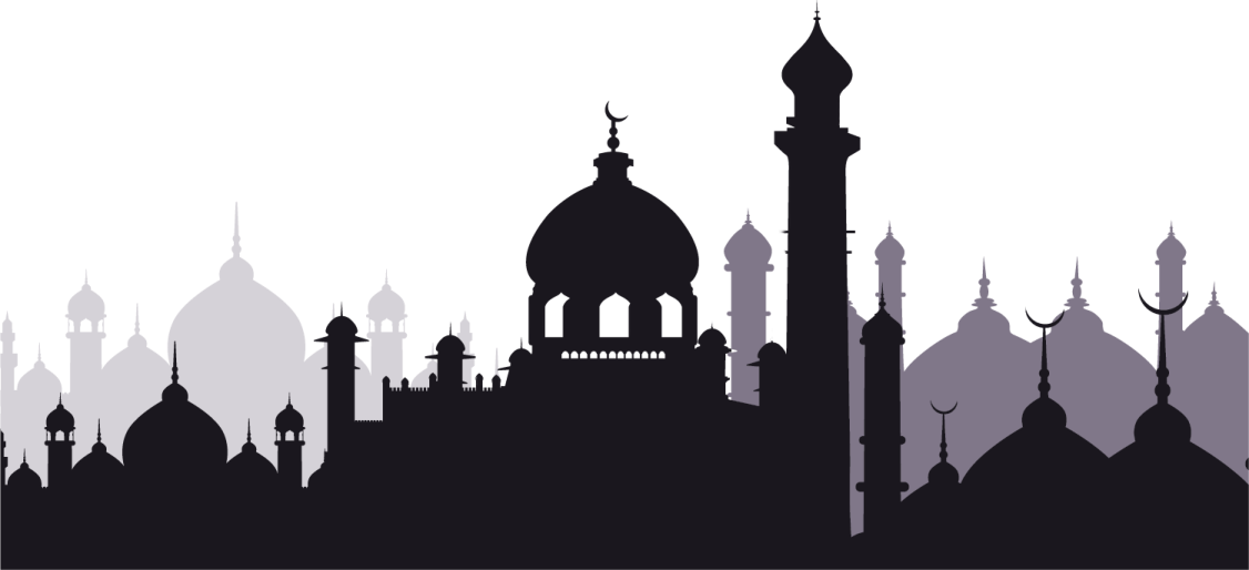 a mosque silhouetted against a white background