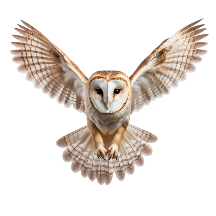 a barn owl flying in the air