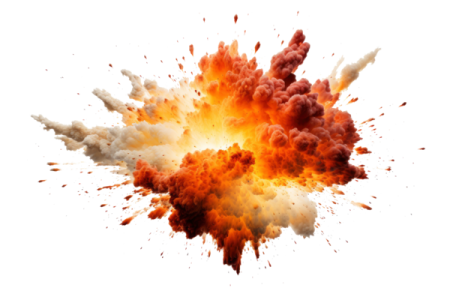 an explosion of fire on a white background