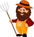 a man with a pitchfork in his hand