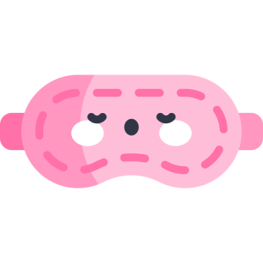 a pink sleep mask with eyes closed