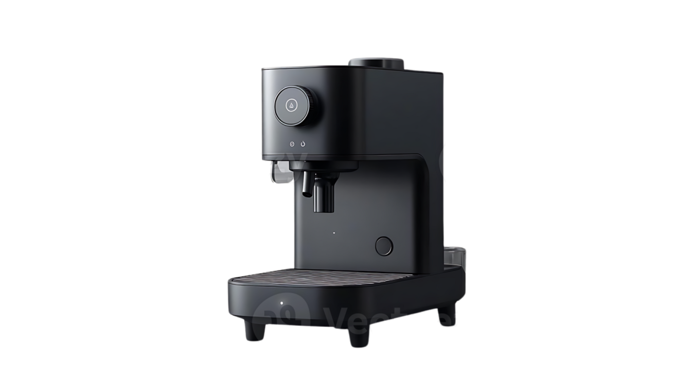 a black coffee machine on a white background