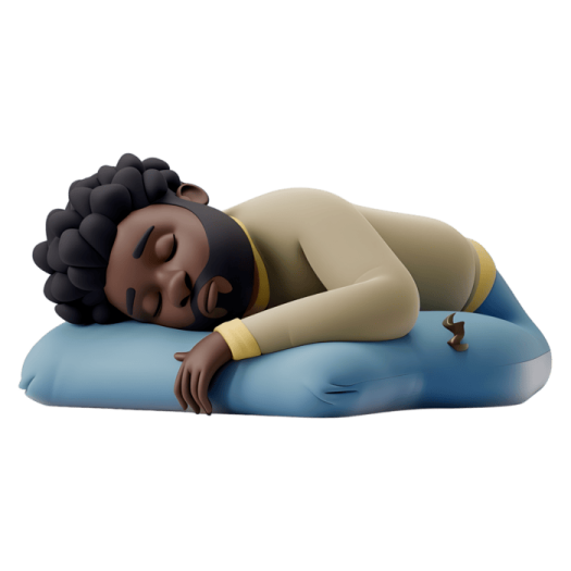 a cartoon character sleeping on a pillow