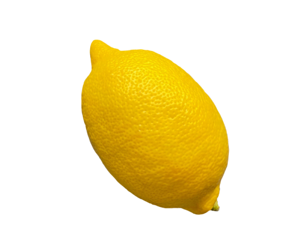 a yellow lemon on a white background
