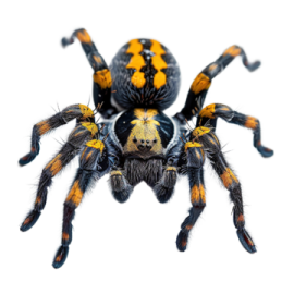 a yellow and black tara spider on white background