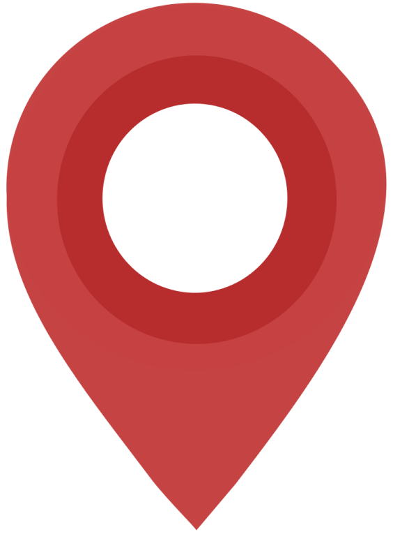 a red pin with a circle on it